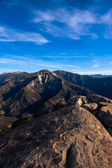 Beautiful view of mountains and Moro Rock view of the Sequoia National Park. California