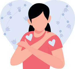 The girl is taking care of herself.