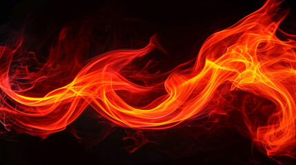Fiery abstract swirls of red and orange on a dark background
