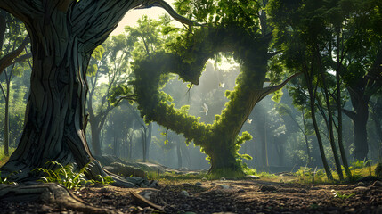 tree in the woods heart shape