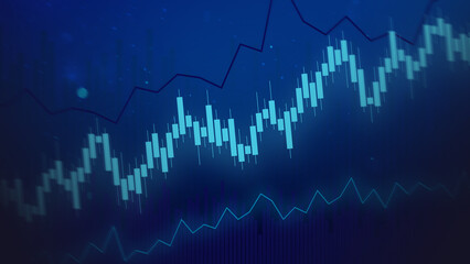 Abstract Blue Financial Market Graph Background