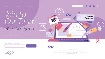 Flat landing page template for web designer