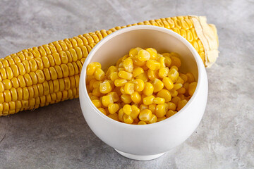 Marinated corn in the bowl