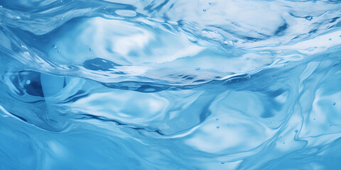 Abstract blue water background Water surface with air bubbles on water background.