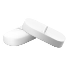 Antibiotic pills isolated on white background. Collection of oval, round and capsule shaped tablets. Medicine and drugs. Realistic 3d Vector illustration