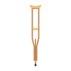 Set of mobility aids including walker, walking sticks and crutches. Telescopic metal canes, wooden cane, cane with additional support, telescopic crutch, wooden crutch. Medical devices. Vector flat