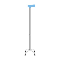 Set of mobility aids including walker, walking sticks and crutches. Telescopic metal canes, wooden cane, cane with additional support, telescopic crutch, wooden crutch. Medical devices. Vector flat