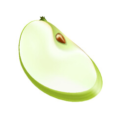 Green apple isolated on white background. Realistic 3d vector