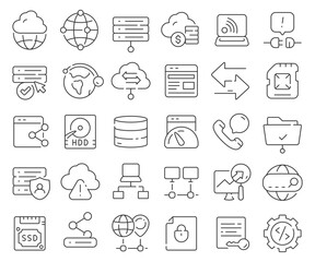 Web hosting line icons collection. Thin outline icons pack. Vector illustration eps10