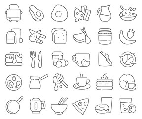 Breakfast line icons collection. Thin outline icons pack. Vector illustration eps10