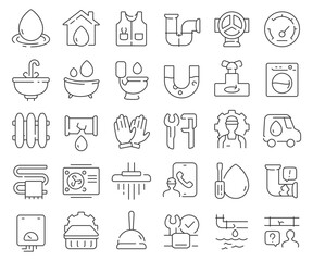 Plumbing line icons collection. Thin outline icons pack. Vector illustration eps10