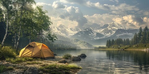 Tenting Along the Lakeshore in a Stunning Landscape, A Tents View of Natures Beauty, Lakeside Haven