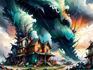 house in the storm, tornado