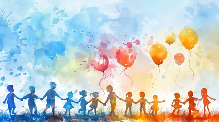 Watercolor Background for World Children's Day Celebration, Happy Children Day