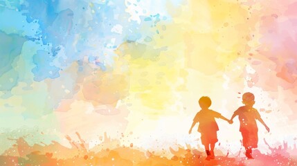 Watercolor Background for World Children's Day Celebration, Children Day