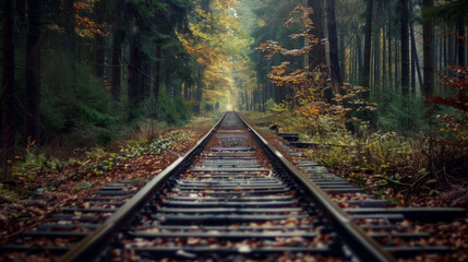 Fototapeta premium A Railway tracks in the forest