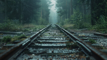 Fototapeta premium A Railway tracks in the forest