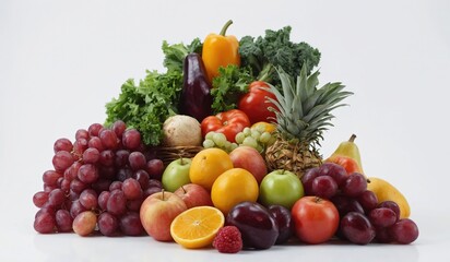  frouts and vigitable a pile of fruit on a white background,,a