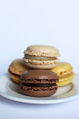 colorful Macaroons isolated on white background. 