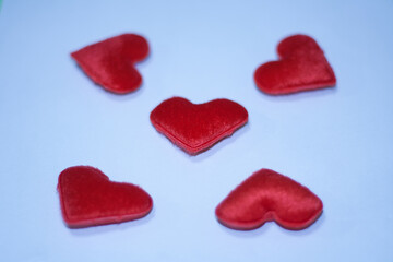 red hearts on white