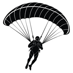 paraglider silhouette vector black and white background 