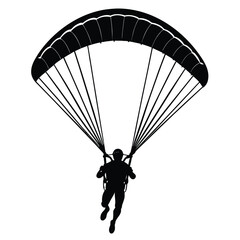 paraglider silhouette vector black and white background 