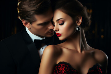 AI generated image of elegant glamour couple romantic moment