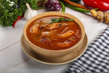 Thai Tom Yam soup with prawn