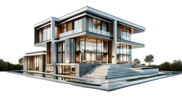 Luxury villa isolated on white background
