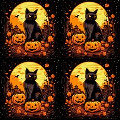 halloween background with cats