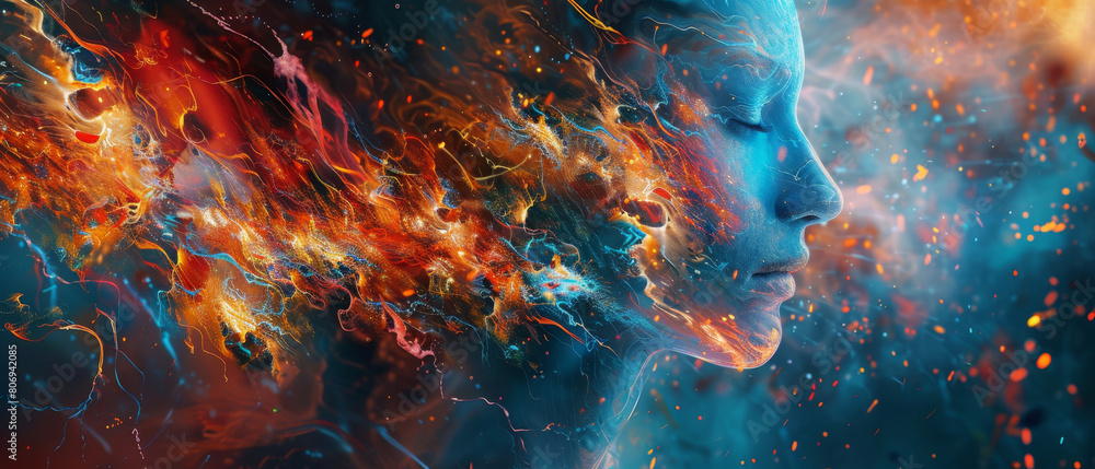 Fototapete intricate painting symbolizing deep thoughts with tangled lines and patterns.