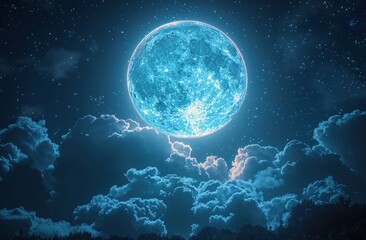 A full moon with clouds in the dark sky stock photo