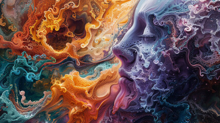 Vivid abstract painting of tangled lines representing deep thought.
