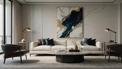 A minimalist living room bathed in natural light