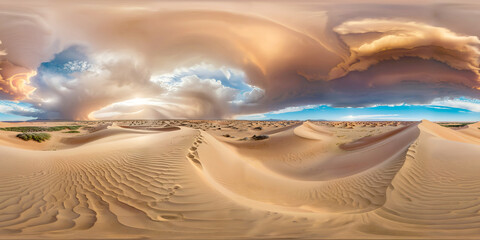 equirectangular panorama sandstorm over the desert