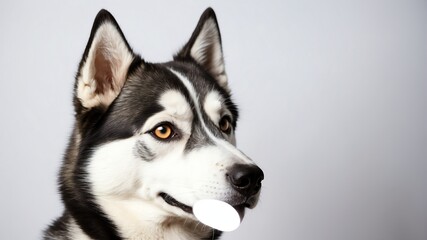 cute husky dog studio portrait on plain white background from Generative AI