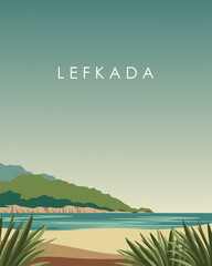 Lefkada Greece travel poster