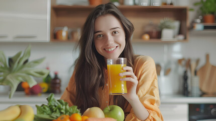 Woman pouring orange juice into champagne in glass to make mimosa Cropped Shot Of Woman Drinking Fresh Fruit Smoothie With Metal Straw, Generative Ai