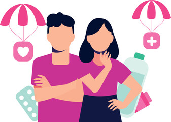 A boy and a girl are standing.