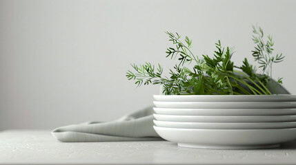 Savoring Simplicity: Stack of Minimalist Salad Plates for Elegant Appetizers