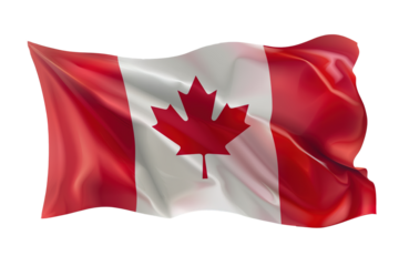 Realistic waving Canadian flag on transparent background for nat