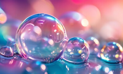 Bright abstract background in the form of bubbles with colorful light spots.