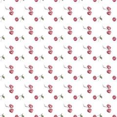 Vintage flat seamless pattern with pink cherry. Vintage watercolor. Summer wallpaper. Fabric wallpaper print texture. Fruit dessert
