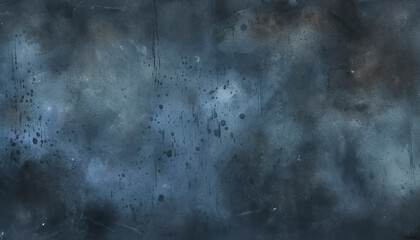 A textured, dark blue and black abstract background with various shades and splatter patterns creating a moody atmosphere