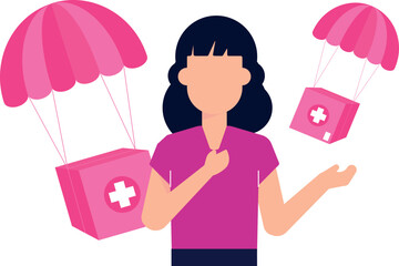 The girl is sending cartons by air.