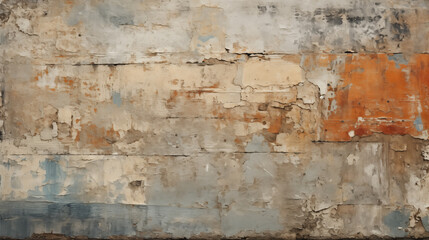 Fototapeta premium Vibrant Weathered Wall Texture with Peeling Paint