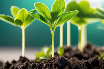 Delve into a scene where green seedlings flourish under the warm glow of the sun in a greenhouse, representing the principles of sustainable agriculture and the nurturing of new plant life.