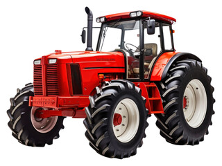 Obraz premium PNG Red tractor vehicle wheel white background.