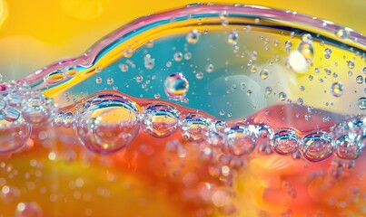 Multicolored abstract background with water bubbles closeup