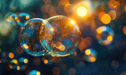 Waterdrops in sunset light abstract background